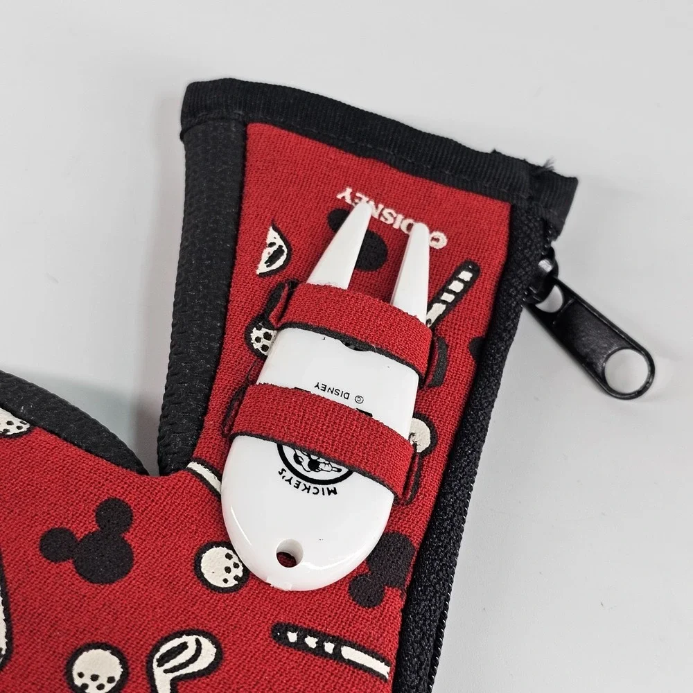 Vtg Disney Mickey Mouse Golf Club Head Cover Hidden Ears Zip & Divot Tool USA